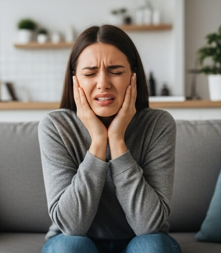 Women image in tooth pain - Emergency dentist Grimsby